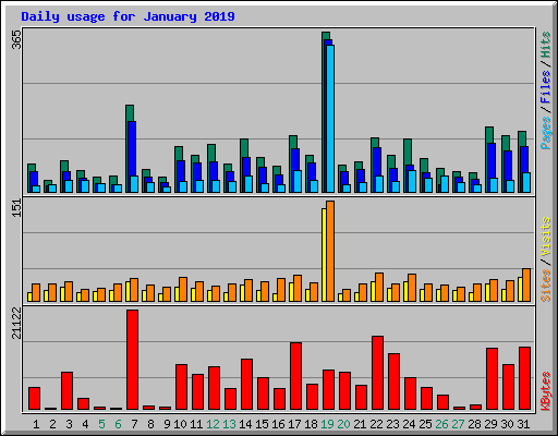 Daily usage for January 2019