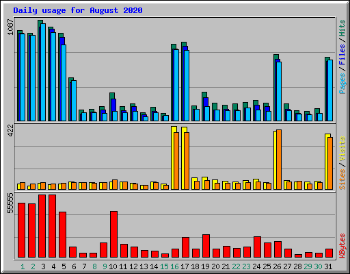 Daily usage for August 2020